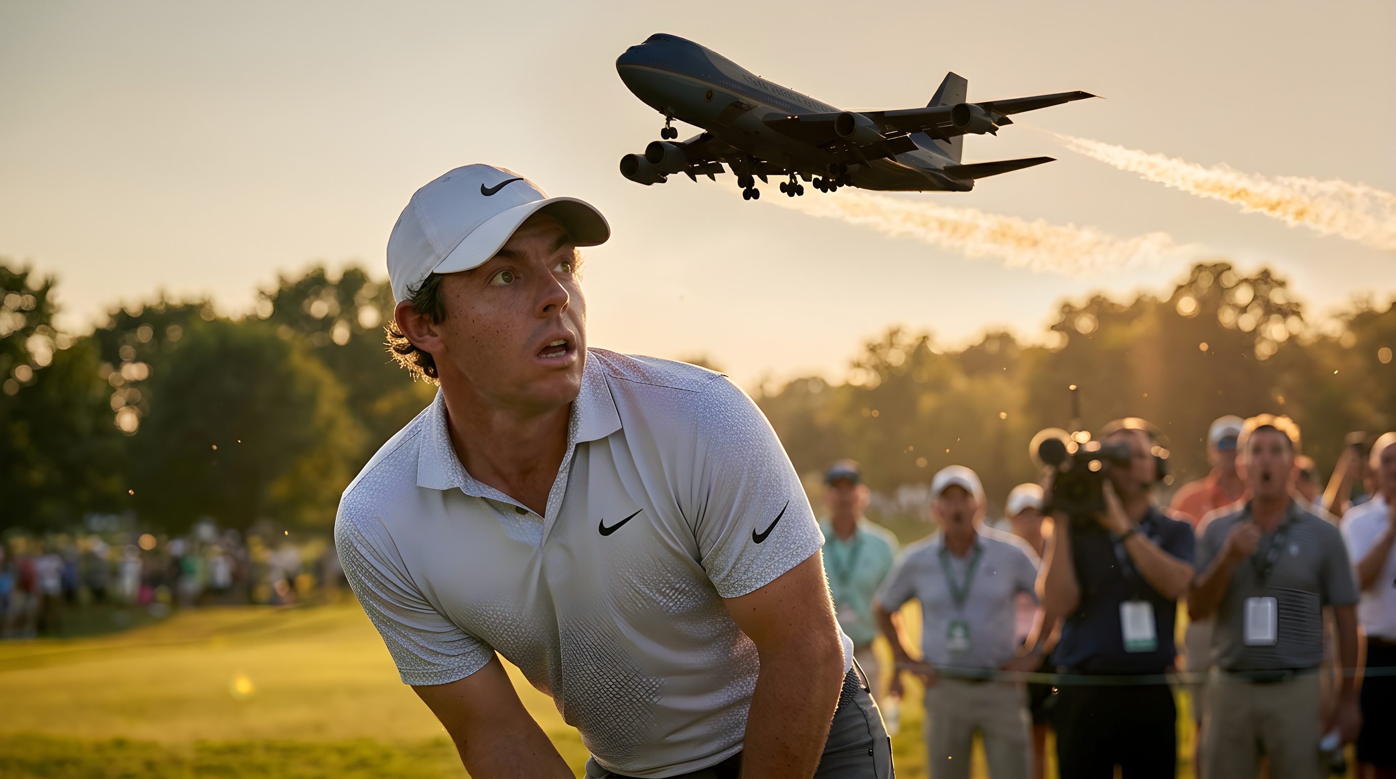 Rory McIlroy forstyrret af Air Force One under turnering