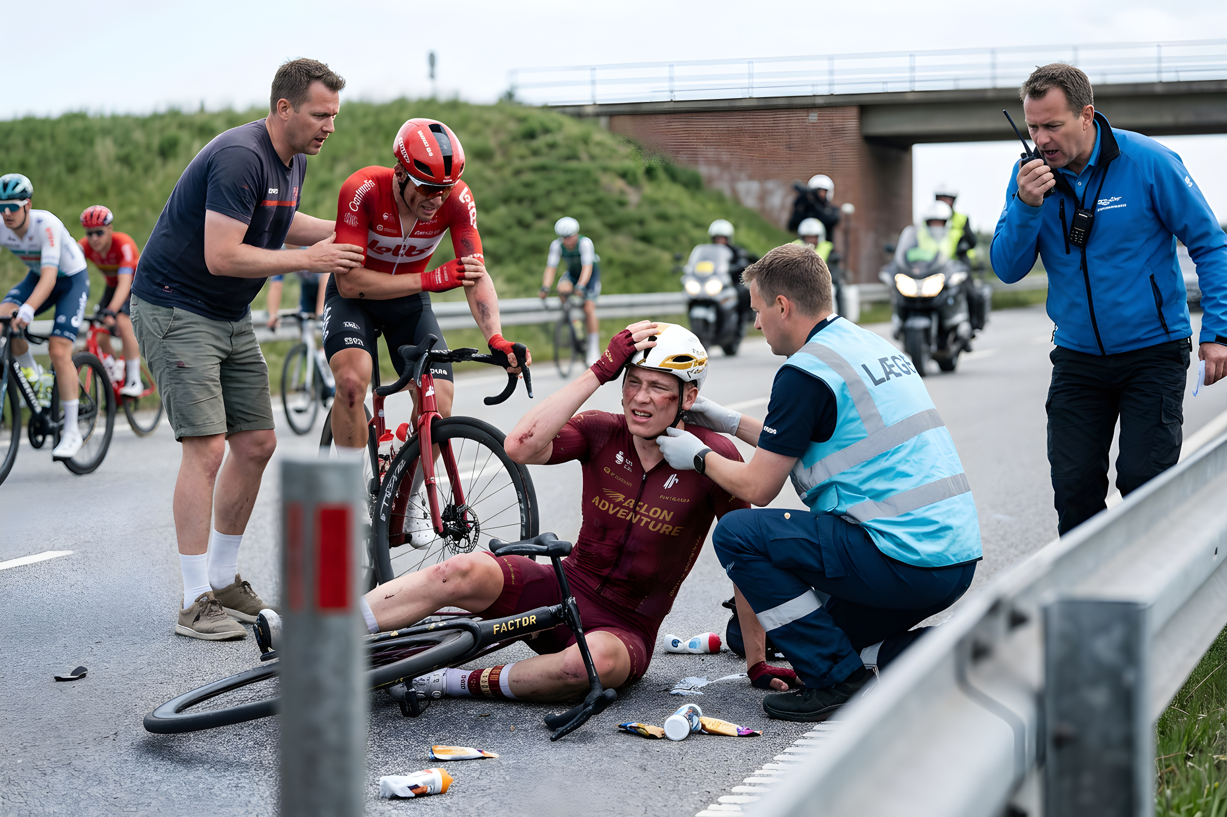 Alvorligt cykelstyrt sender amerikansk rytter på hospitalet