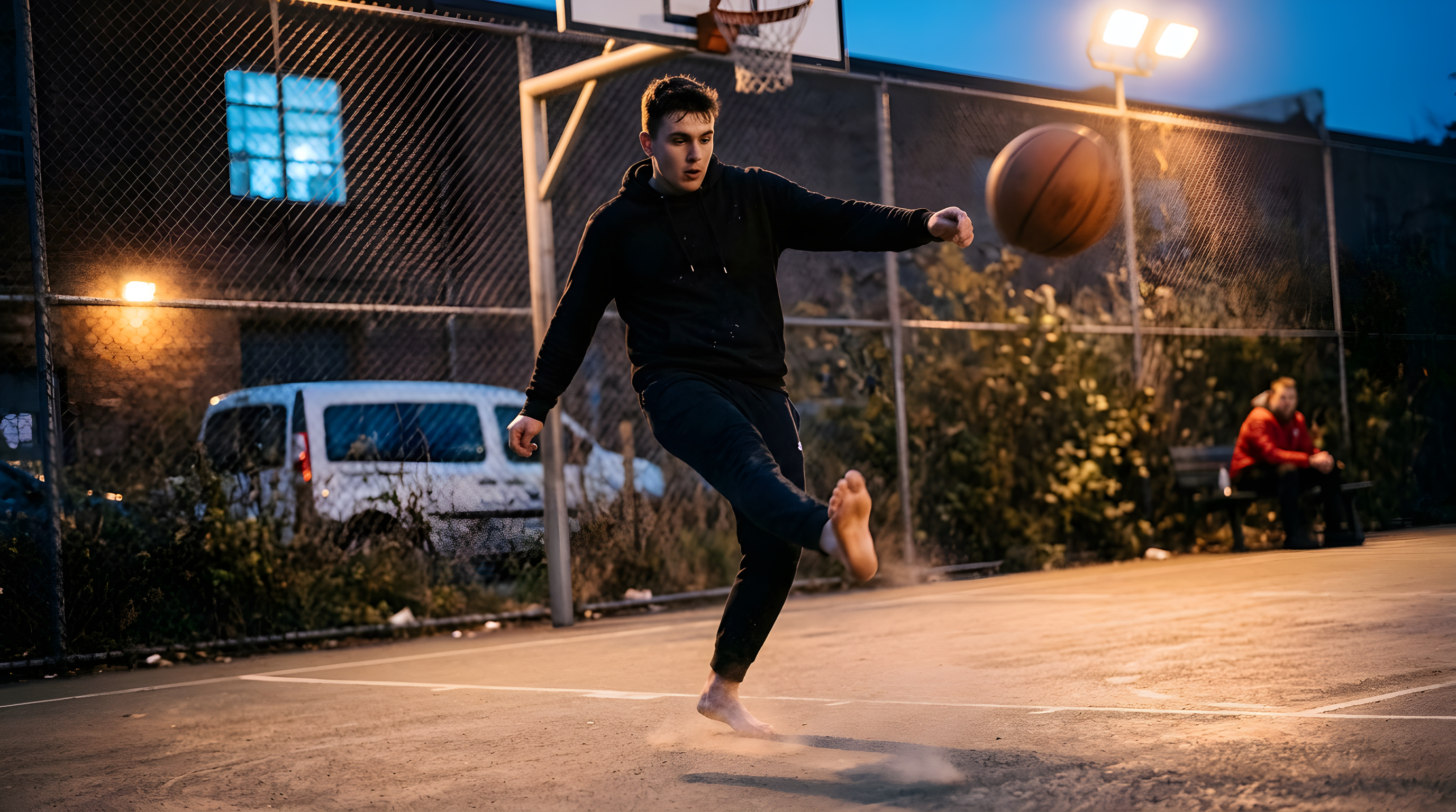 Fodboldspiller slår vild basketballrekord med hælen